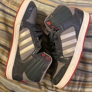 Gray silver white and red used Adidas size 11 looking for a new home.